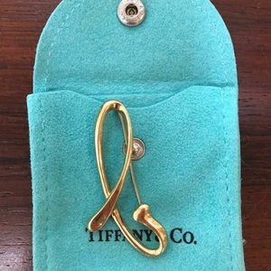 Tiffany and Co. Elsa Peretti 18k gold Letter Initial "b" Pin Brooch